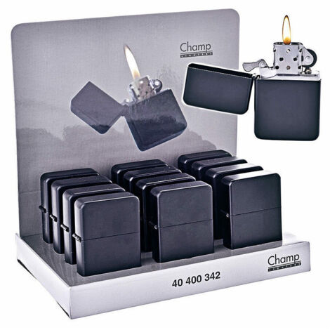 Trade Shop - SET 12 BENZINE UND PIETRINA COLOR NERO OPACO ACCENDINO CONF. IN BOX -