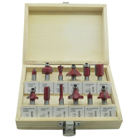 TRADE SHOP - Set 12 Frese Fresa Per Legno Per Scanalare Rifilare Sanalature Fresatrice 6mm -