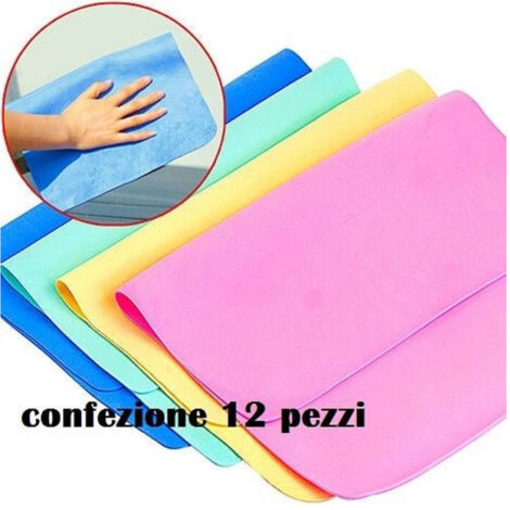 Trade Shop - Set 12 Panno Magico Super Assorbente Pulisce Asciuga Multiuso 30 X 30 Cm -