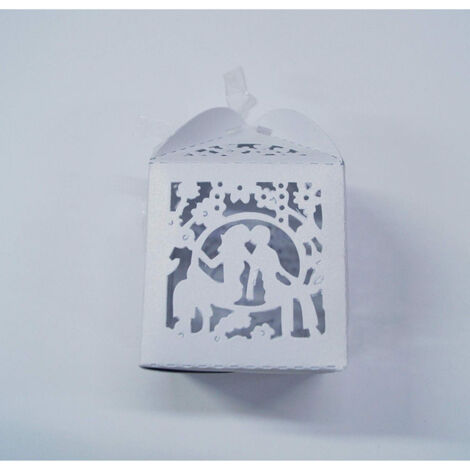 Trade Shop - Set 12 Pezzi Bomboniera Bomboniere Scatola Sposi Bianco 5.5x5.5x8cm Matrimonio -