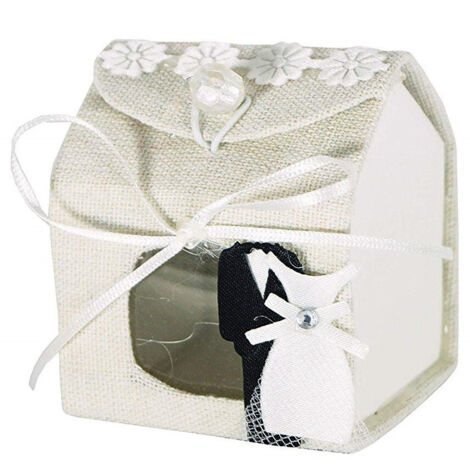 TRADE SHOP - Set 12 Pezzi Bomboniera Bomboniere Scatolina Casetta Matrimonio Sposi Confetti -