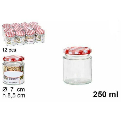 Trade Shop - Set 12 Pezzi Contenitore Barattolo In Vetro Con Coperchio Barattolini 250ml -