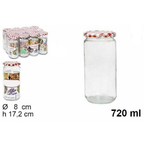 TRADE SHOP - Set 12 Pezzi Contenitore Barattolo In Vetro Con Coperchio Barattolini 720ml -
