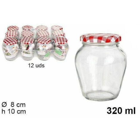 TRADE SHOP - Set 12 Pezzi Contenitore Barattolo In Vetro Con Coperchio Multiusi 320ml 108717 -