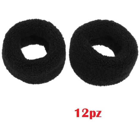 TRADE SHOP - Set 12 Pezzi Elastici Elastico Codini Per Capelli Spugna Polsoni Neri Larghi -