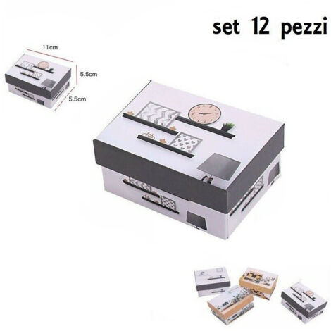 Trade Shop - Set 12 Pezzi Scatola Box Confezione Regalo Rettangolar Fantasia 11x5.5x5.5cm -