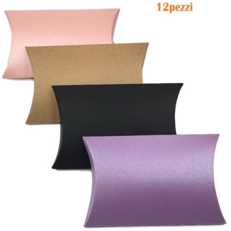 Trade Shop - Set 12 Pezzi Scatole Box Regalo In Cartone Sacchetti Colorate 46x28cm -