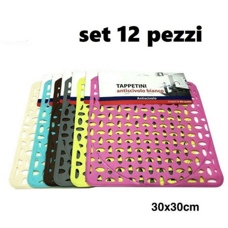 TRADE SHOP - Set 12 Pezzi Tappeto Tappetino Per Lavello In Gomma Antiscivolo Cucina 30x30cm -