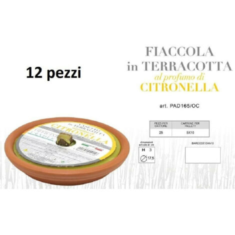 Trade Shop - Set 12 Piezas Antorcha De Barro Con Aroma De Citronela Anti-mosquitos 17.5cm -