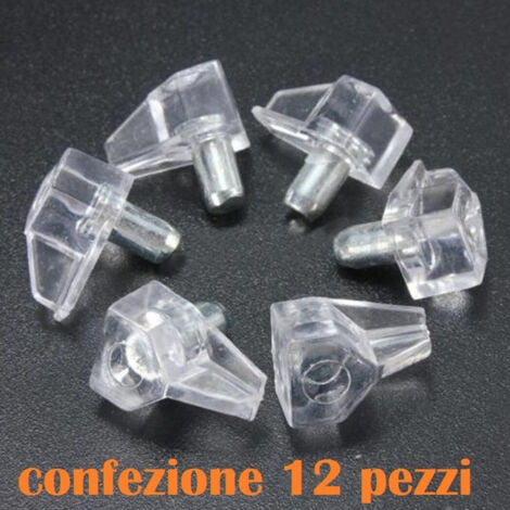 TRADE SHOP - Set 12 Pioli Supporti In Plastica Per Mensole Supporto Reggimensola Ripiani -