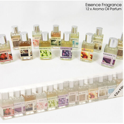 TRADE SHOP - Set 12 Profumatori Ambiente Ricarica Olio Profumo 10ml Assortiti Per Bruciatore -