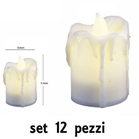 Trade Shop - SET 12 PZ CANDELE LED LUMINI MIT BATTERIA LUCE DECORATION TEALIGHT -