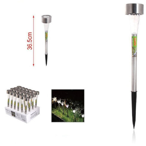 Trade Shop - Set 12 Pz Lampada Solare Led Decoro Giardino 36.5 Cm A Picchetto Silver 2002987 -