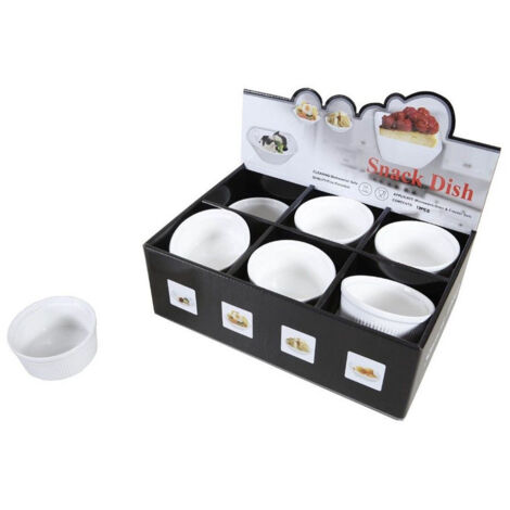 TRADE SHOP - Set 12 Pz Piatto Ciotole Rotonde Antipasti In Porcellana Aperitivo Snack 151686 -