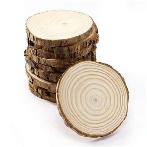 TRADE SHOP - Set 12 Sottobicchieri + 2 Sottobottiglie In Legno Dischi Albero Cucina Tavolo Design -