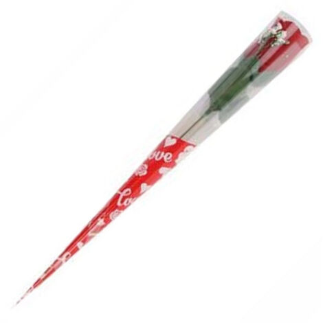 Trade Shop - SET 12 STÜCK KÜNSTLICHE BLUME ROT STIEL BLÄTTER 32 CM VALENTINSTAG GESCHENK 63290 -