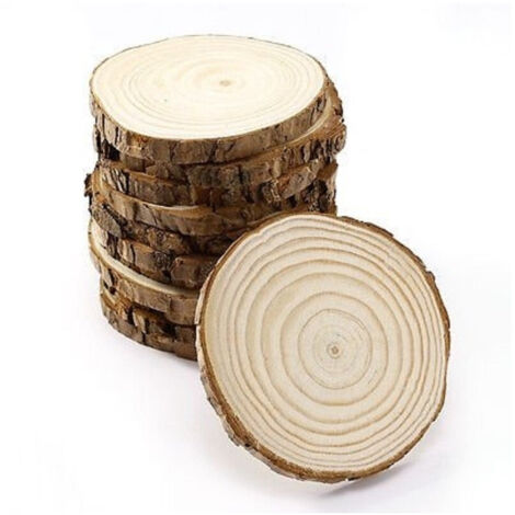Trade Shop - SET 12 UNTERSETZER + 2 UNTERSETZER HOLZSCHEIBEN BAUM KÜCHENTISCH DESIGN -