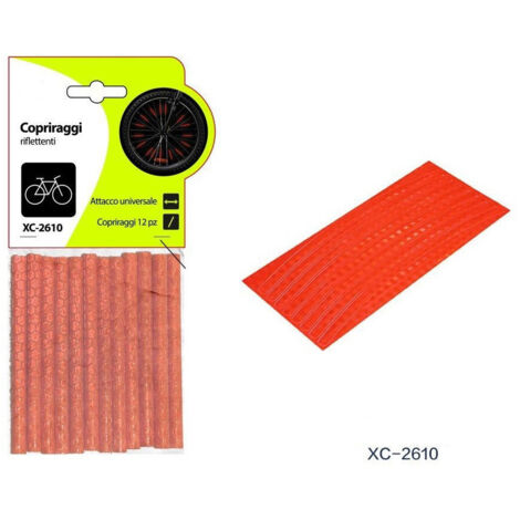 Trade Shop - Set 12pezzi Copriraggi Riflettenti Copri Raggi Fluo Per Ruota Ruote Bici Xc-2610 -