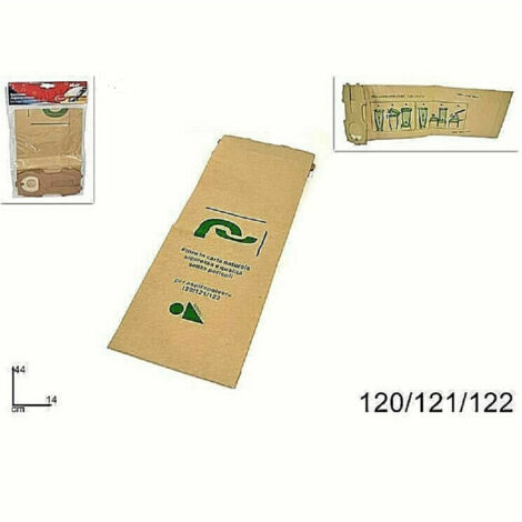 Trade Shop - Set 12pz Buste Sacchetto Filtro Carta Naturale Aspirapolvere Modelli 120/121/122 -