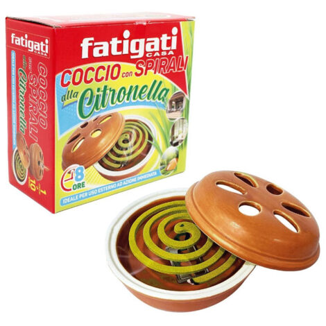 Trade Shop - SET 12PZ COCCIO IN CERAMICA CON 10 SPIRALI ALLA CITRONELLA ANTIZANZARE 8 ORE 463244 -
