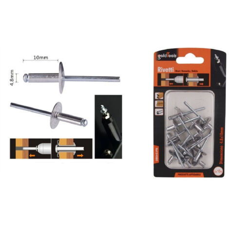 TRADE SHOP - Set 13 Pezzi Rivetti Rivetto 4.8 X 10 Mm Accessori Bricolage Ferramenta 94980 -