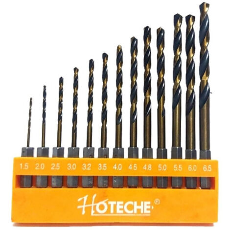 TRADE SHOP - Set 13 Punte Esagonale Trapano Avvitatore Inserti Titanio Attacco 1/4" 1,5-6,5mm -