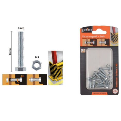TRADE SHOP - Set 13 Pz Vite Viti Per Esterno A Testa Esagonali 5x16mm Con Dadi Dado M5 90909 -