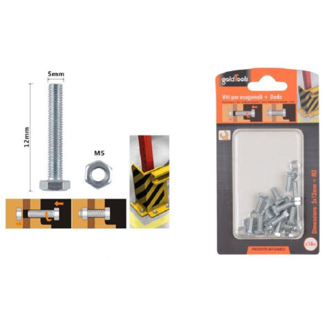 TRADE SHOP - Set 14 Pz Vite Viti Per Esterno A Testa Esagonali 5x12mm Con Dadi Dado M5 90908 -