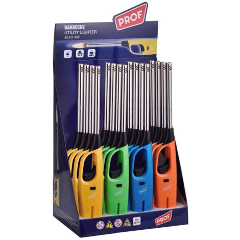 Trade Shop - Set 16 Accendigas Accendini Accendi Gas Accendifuoco Ricaricabile 27,1cm 40411643 -