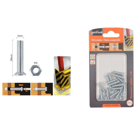 TRADE SHOP - Set 17 Pezzi Viti Vite A Testa A Croce Piatta 5x20mm Con Dado Esagonale M5 90939 -