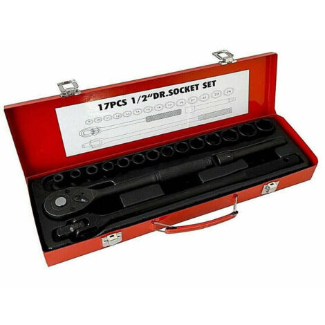 Trade Shop - Set 17 Pz Bussole Esagonali 1/2" Da 8 A 24mm Con Cricchetto Prolunga Mr70795 -