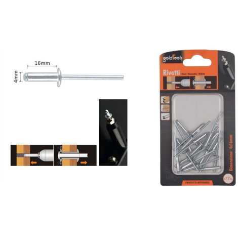 Trade Shop - Set 17 Pz Rivetti Rivetto 4x16 Mm Accessori Bricolage Ferramenta Fai Da Te 90818 -