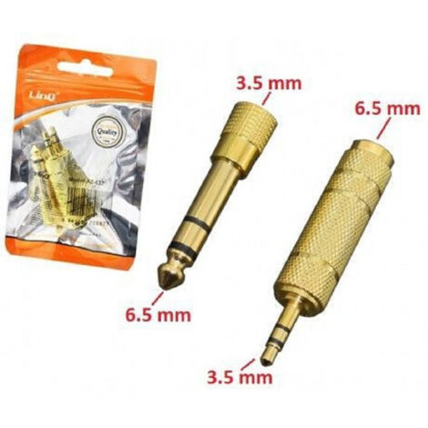 Trade Shop - Set 2 Adattatori Convertitori In Metallo Audio Da Jack 3,5 Mm A 6,5 Mm A2-637 -