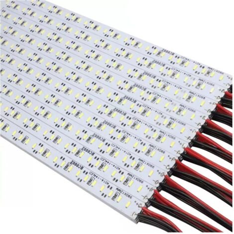 TRADE SHOP - Set 2 Barre Da 1 Metro Striscia Led Rigida Profilo Smd 4014 Monocolore 144 Led/m - -Bianco Naturale      -