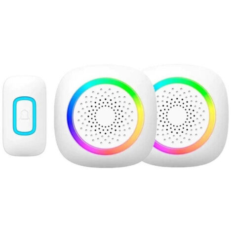 Trade Shop - Set 2 Campanelli Senza Fili Wireless 2 Ricevitori Luce Rgb 60 Melodie Rl-2r3995 -