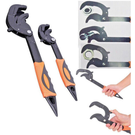 Trade Shop - Set 2 Chiavi A Tubo Veloce Regolabili Multi Funzioni Professionali 260 Mm 380 Mm -