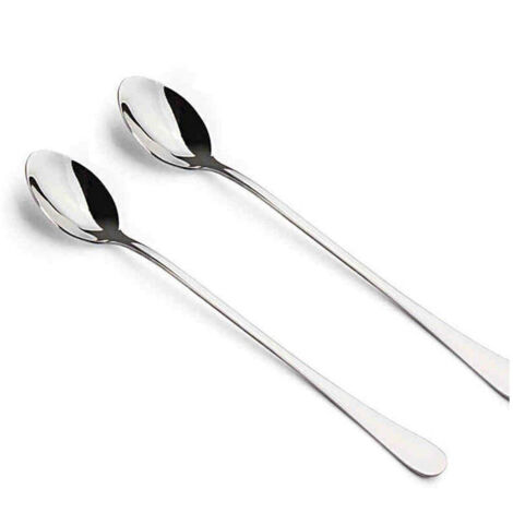 Trade Shop - Set 2 Cucchiaio Cucchiai Cucchiaino Con Paletta Lungo 20 Cm Per Gelato Cocktail -