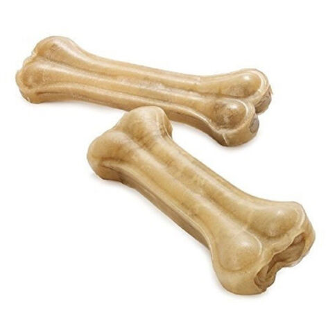 TRADE SHOP - Set 2 Ossi Pressati Da Masticare 20cm In Pelle Bovina Grezza Per Dentatura Cane -