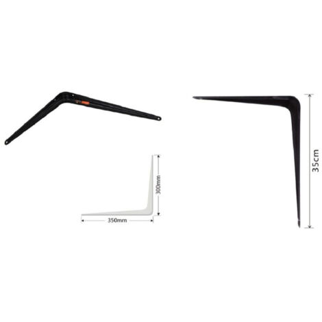 Trade Shop - Set 2 Pcs Soporte De Estante Triángulo Estante Metal 35 Cm Negro 91274 -