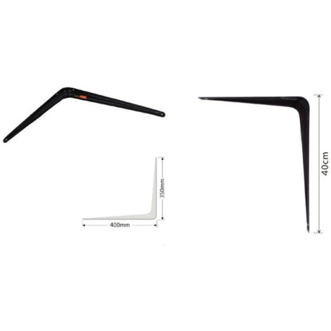 Trade Shop - Set 2 Pcs Soporte Estante Triángulo Estante Metal 40 Cm Negro 91275 -