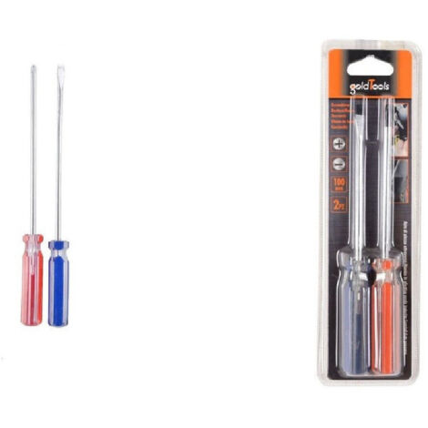 TRADE SHOP - Set 2 Pezzi Cacciavite A Taglio E A Stella 100 Mm Con Manico Cristallo 5" 91897 -