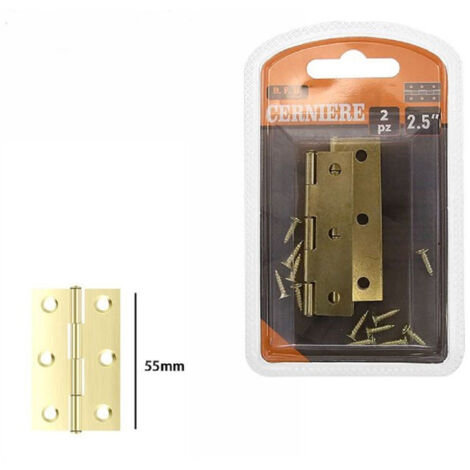 TRADE SHOP - Set 2 Pezzi Cerniere In Ottone Per Porte Mobili Armadi Sportelli Ante 55mm 69039 -