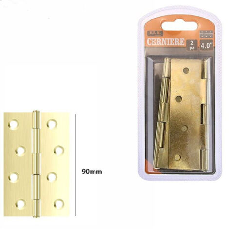 Trade Shop - Set 2 Pezzi Cerniere In Ottone Per Porte Mobili Armadi Sportelli Ante 90mm 69041 -