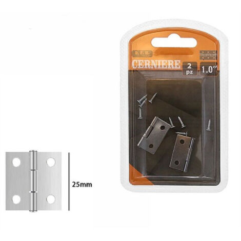 TRADE SHOP - Set 2 Pezzi Cerniere Per Porte Mobili Armadi Sportelli Ante 25 Mm Silver 69030 -
