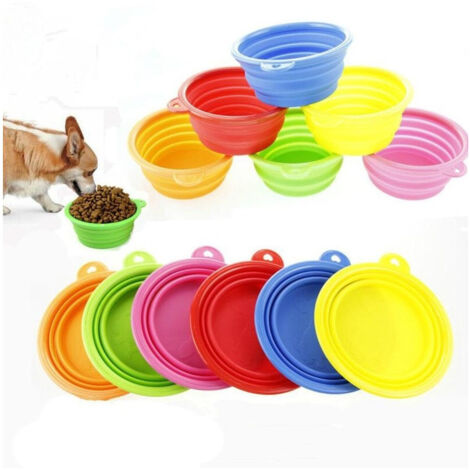 TRADE SHOP - Set 2 Pezzi Ciotole Pieghevole In Silicone Da Viaggio Scodella Per Cani Gatti Animali -