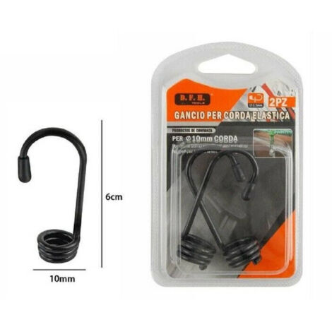 TRADE SHOP - Set 2 Pezzi Gancio Per Corda Elastica 10 X 6mm Ganci Corde Imbracatura Auto Bici -