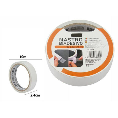 TRADE SHOP - Set 2 Pezzi Nastri Nastro Biadesivo Super Resistente 2.4 Cm X 10 Metri 69821 -