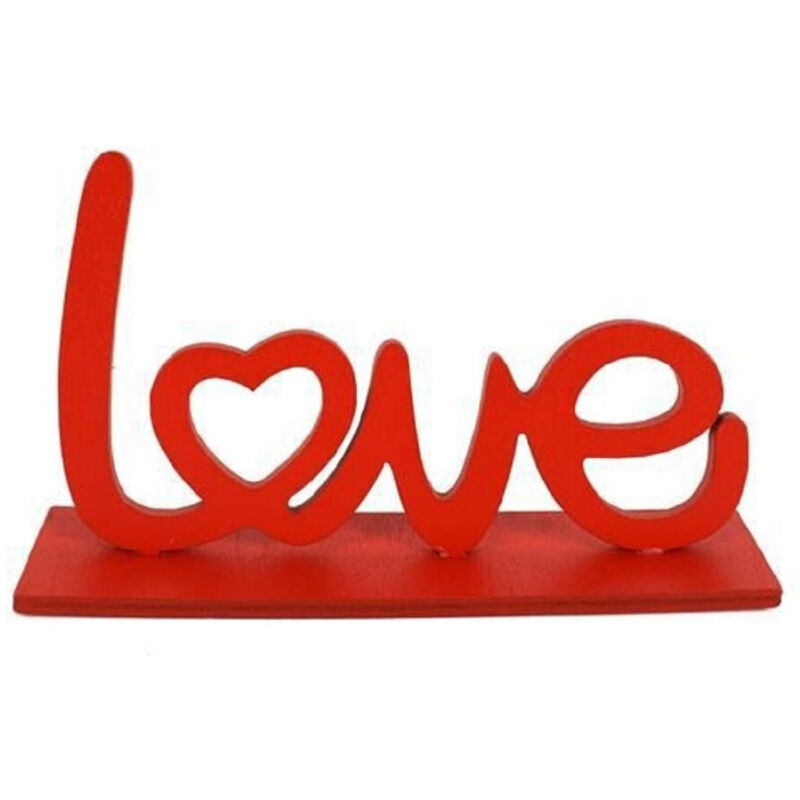 Image of Trade Shop Traesio - Set 2 Pezzi Scritta Legno Love 9,5 Cm Rossa Decorazione Regalo Per San Valentino -