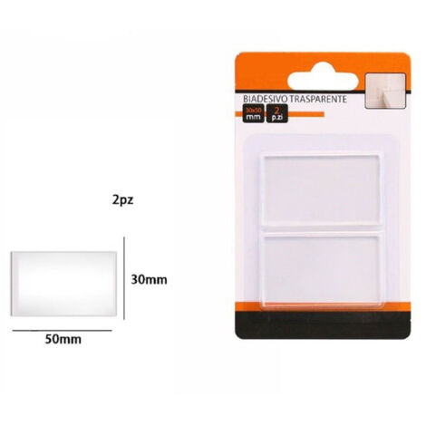 TRADE SHOP - Set 2 Pezzi Strisce Gommini Biadesivo Trasparente Protezione Casa 30x50mm 66102 -
