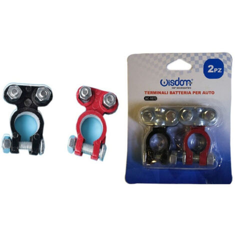 TRADE SHOP - Set 2 Pezzi Terminali Terminale Batteria Per Auto Morsetti Con Bullone Xc-1072 -